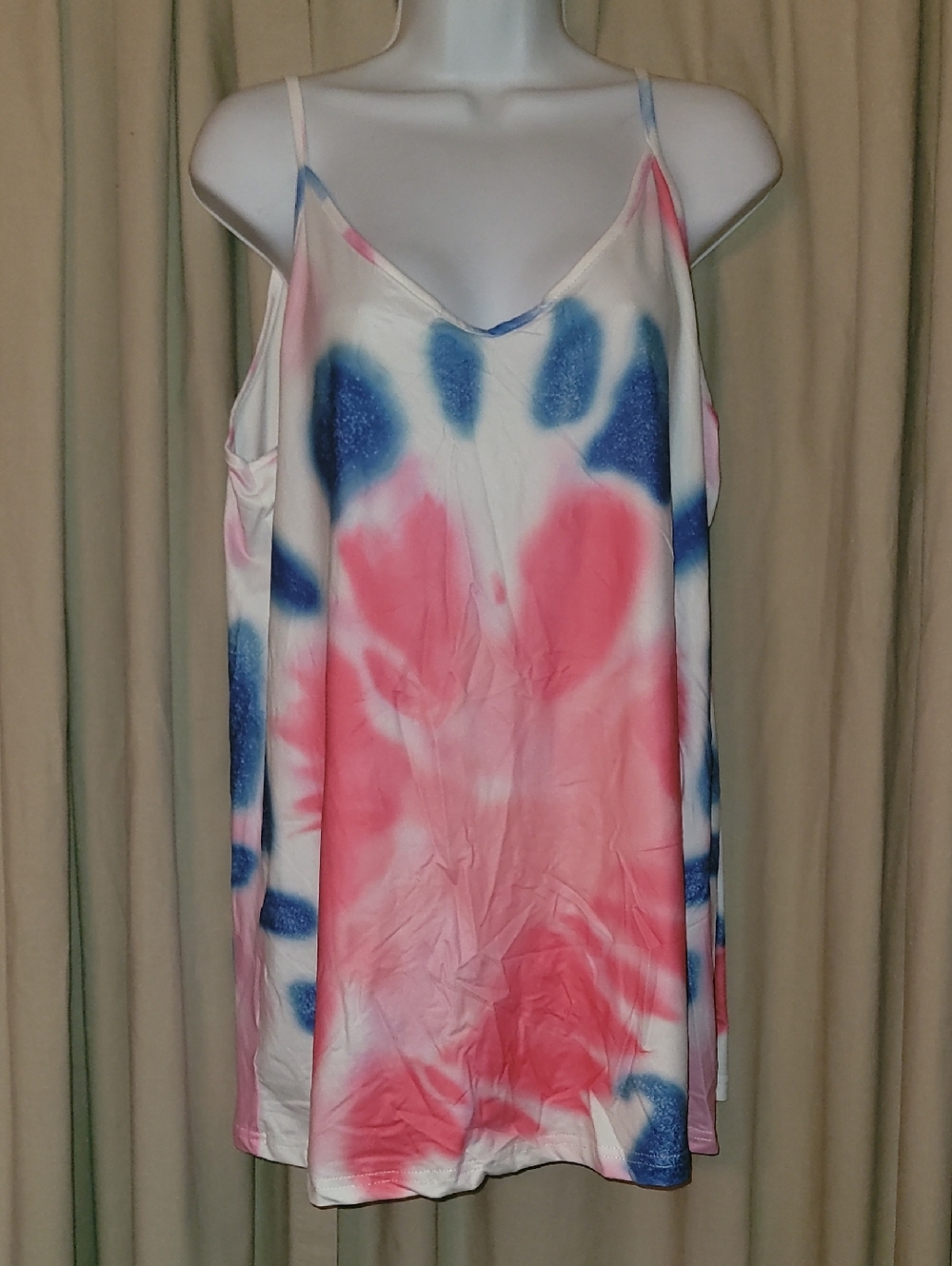 Pink & Blue Tie-Dye Cross Back Slip Tank
